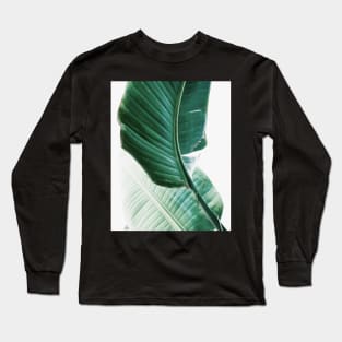 Banana leaves,Tropical leaves, Green leaves, Leaf, Modern art, Wall art, Print, Minimalistic, Modern, Scandinavian print Long Sleeve T-Shirt